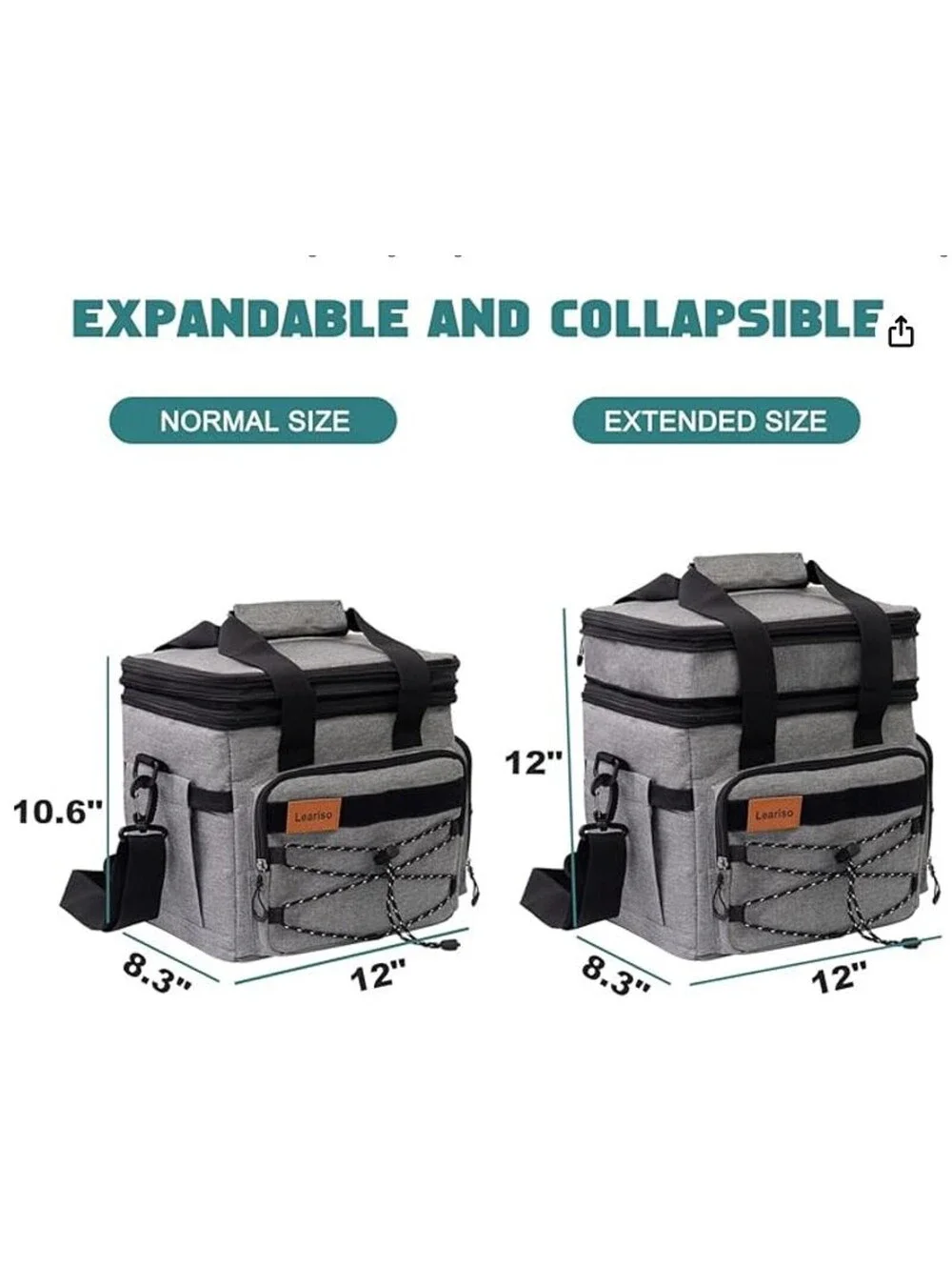 2-Tier Reusable Insulated Lunch Box with Strap, Leakproof